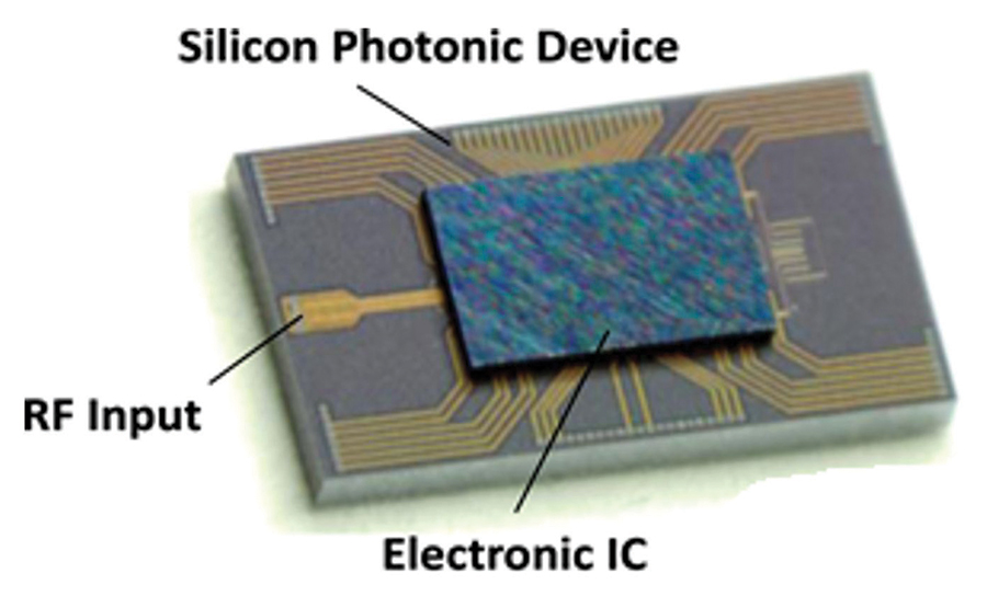 Figure 3: Packaging of an electronic IC (driver) on a silicon photonic device using a flip-chip bonding process