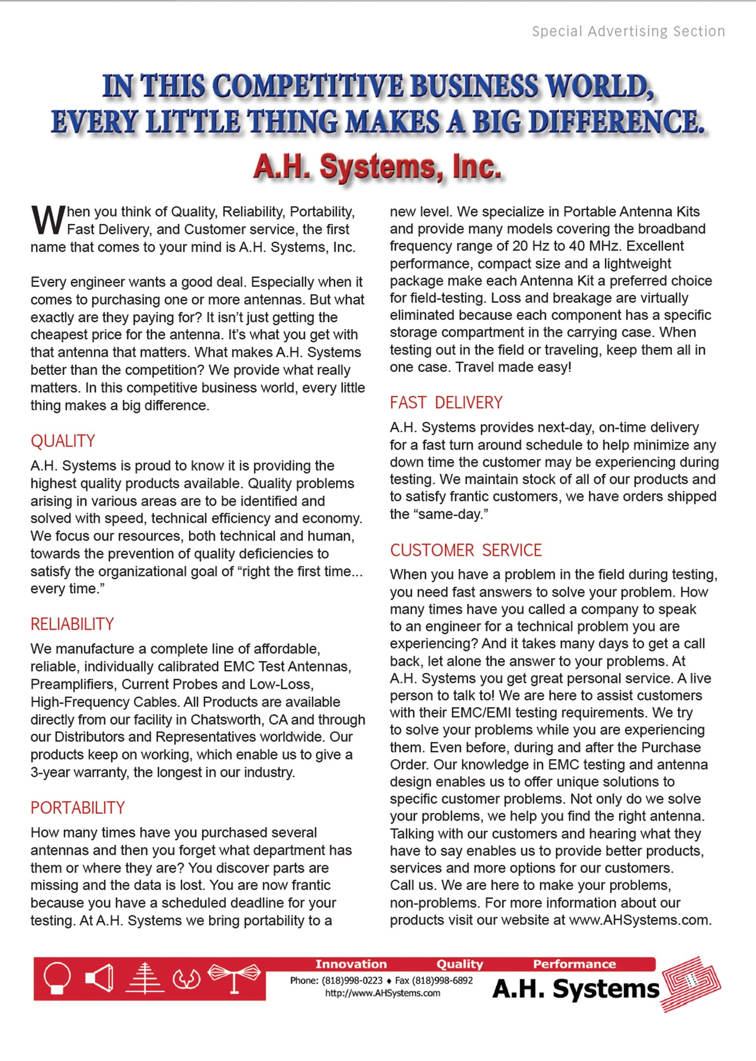 A.H. Systems Advertisement