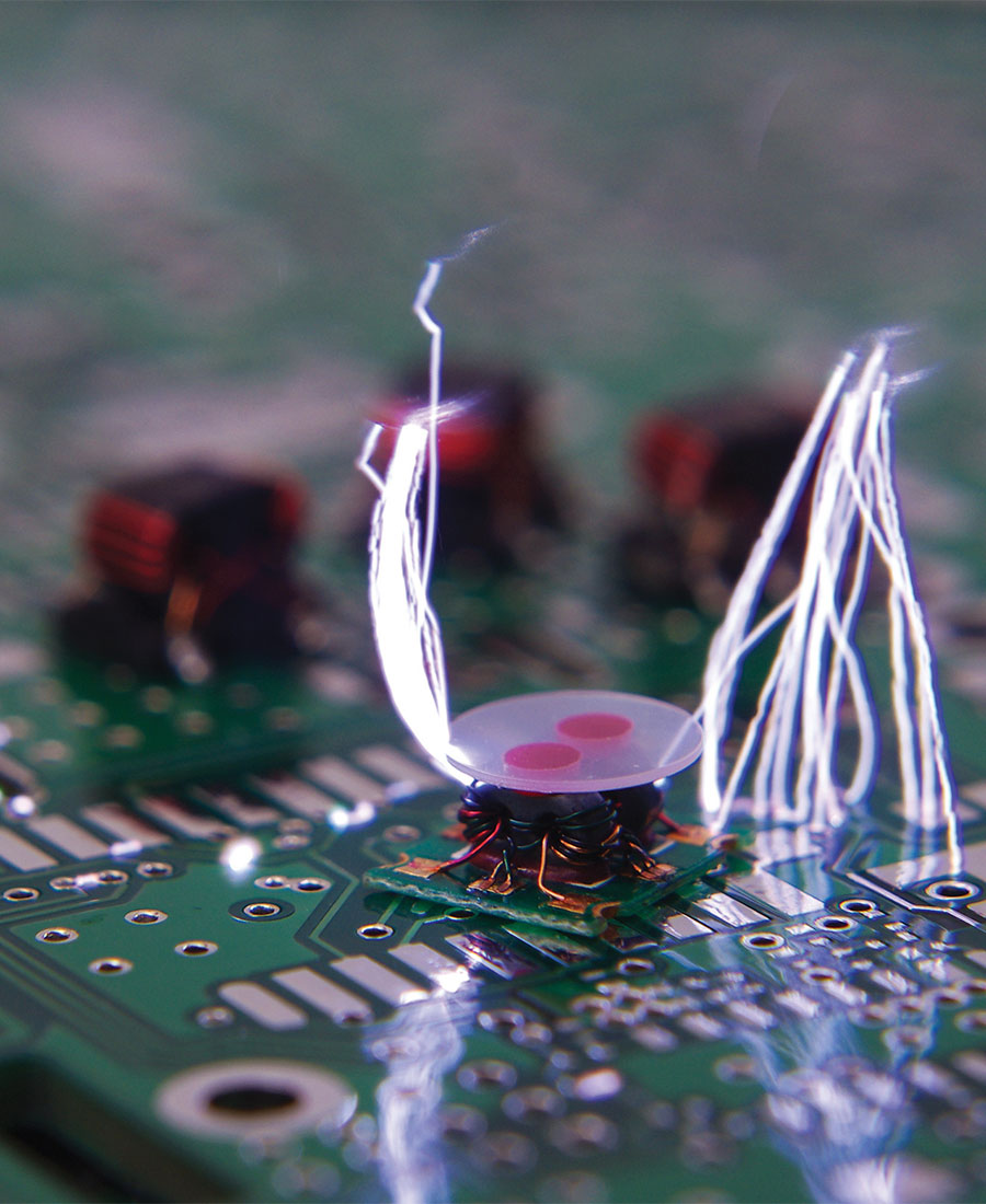 A failed circuit board close-up