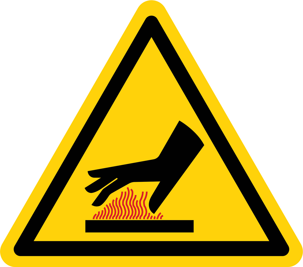 Contact burn warning sign illustration