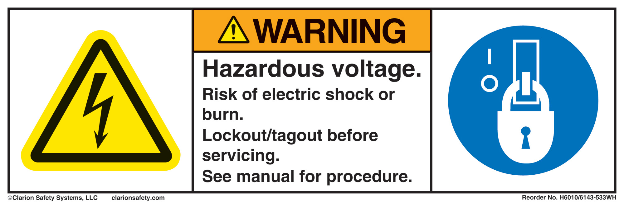 "Hazardous voltage" warning label