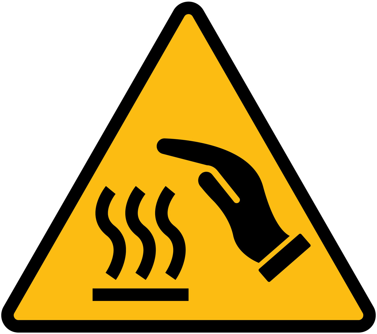 Contact burn warning sign illustration