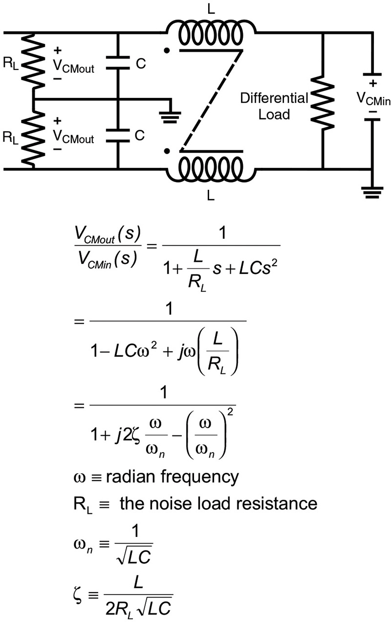 Analysis of a second order (two pole) common mode low pass filter