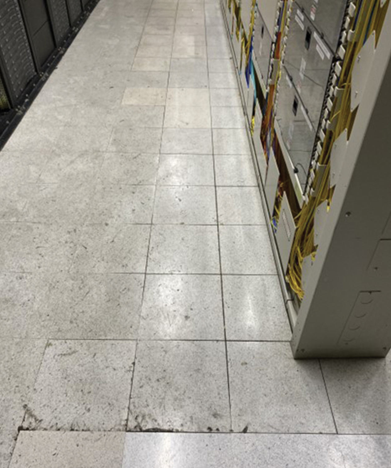 deteriorating floor in cable company server room