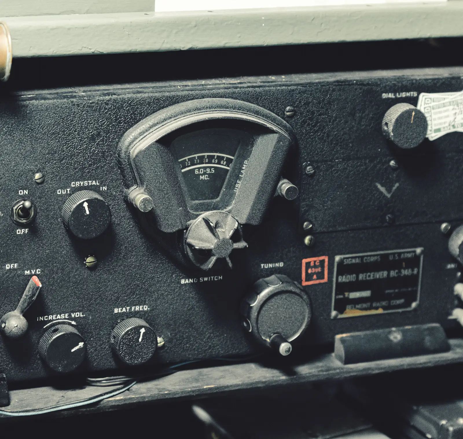 Front of Army BC-348 radio receiver