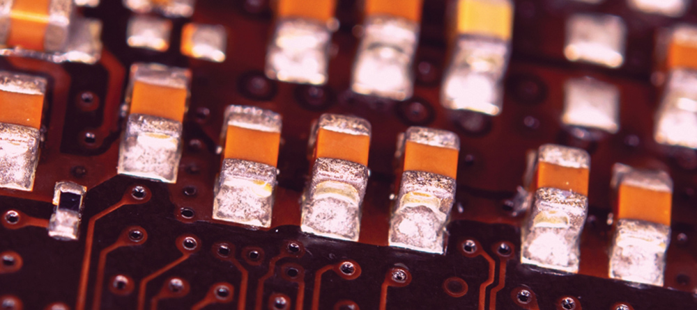 Close up of ceramic capacitors