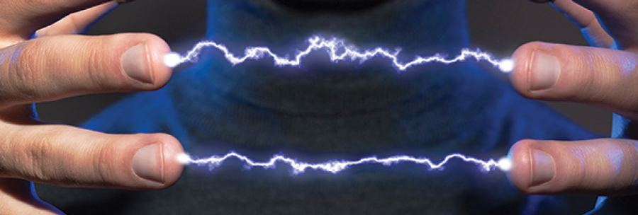 lightning between a persons fingertips