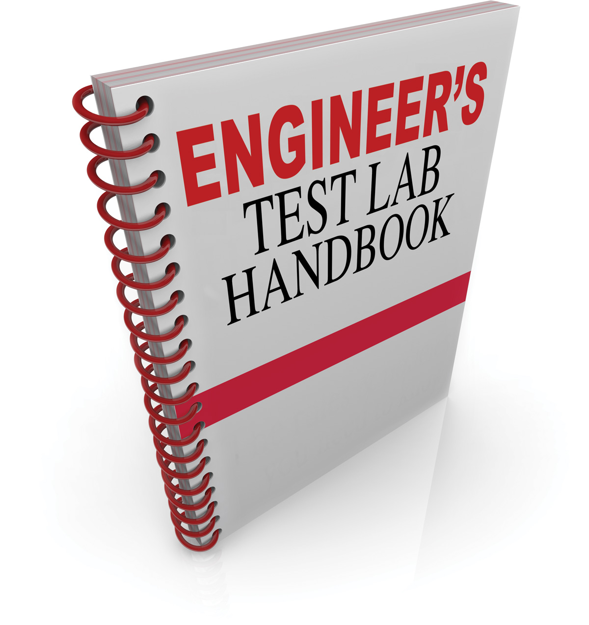 spiral notebook labeled Engineer's Test Lab Handbook