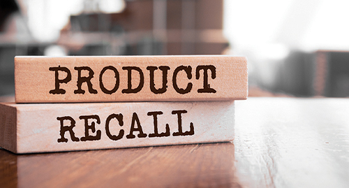 wooden blocks with the words Product Recall