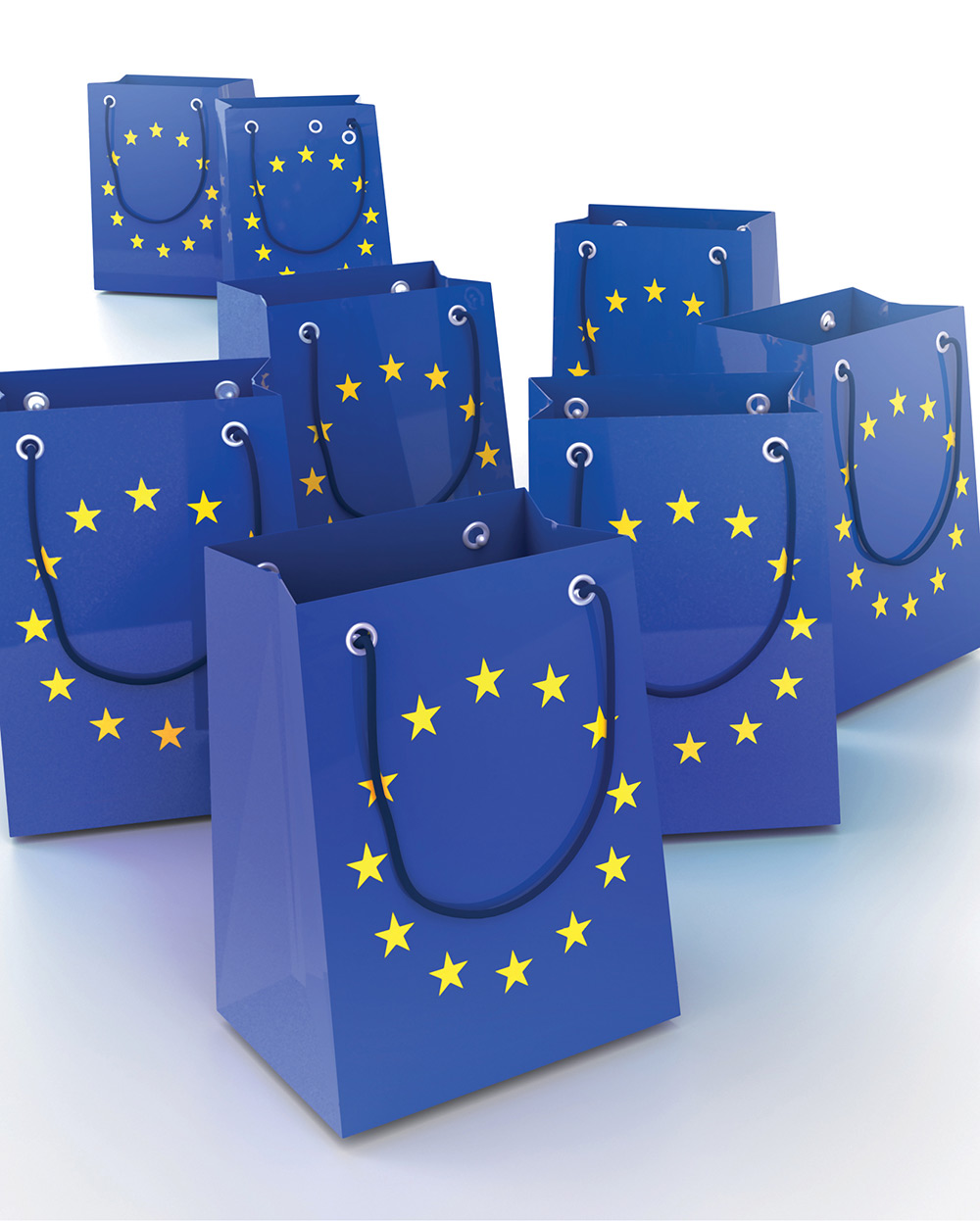 Gift bags with pattern of EU flag on front