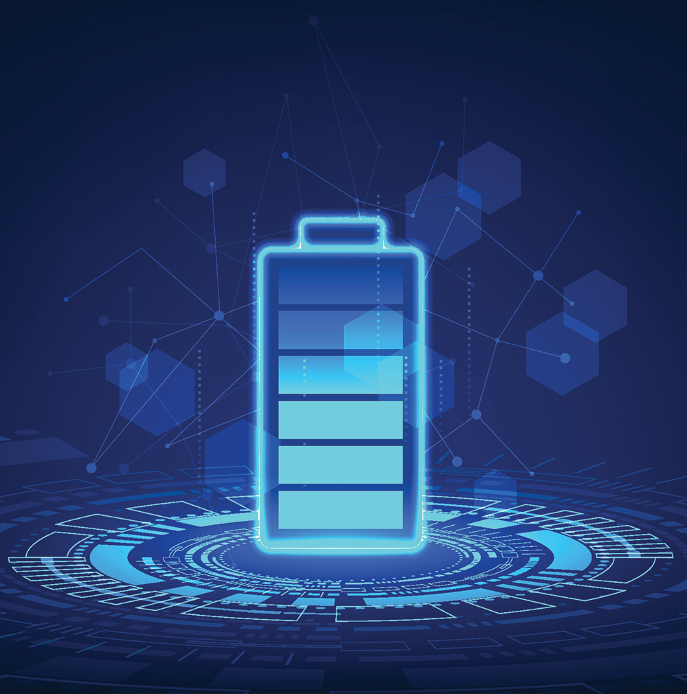 digital graphic of a battery in blue