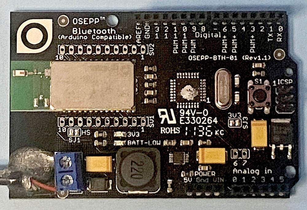 Our example unit under test is an Arduino-based single-board embedded processor with Bluetooth.