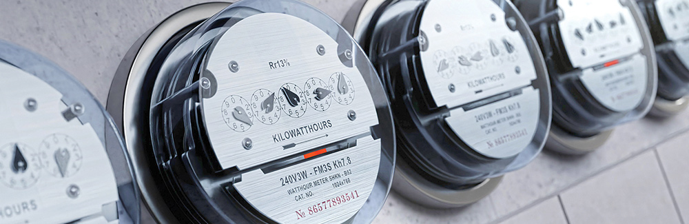 closeup of electricity meters