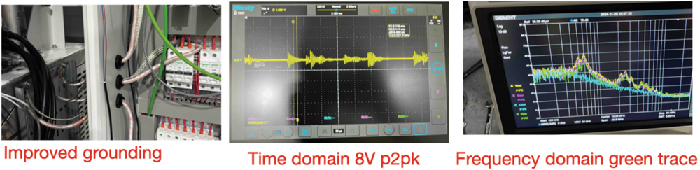 We improved the grounding structure between the compartments; results showed improvement in both time and frequency domain