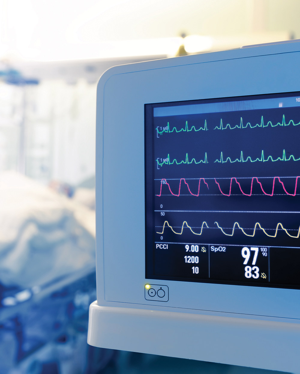 close up of an EKG machine