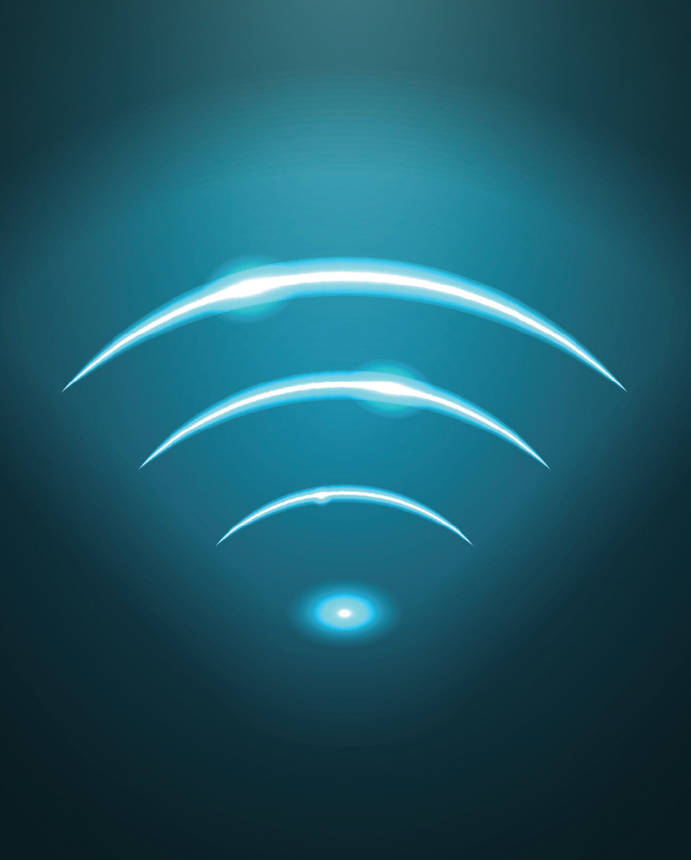 glowing white and blue wifi symbol