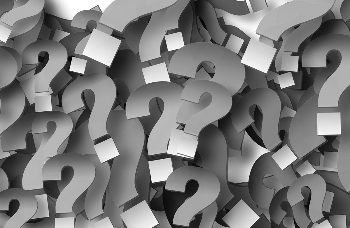 gray question marks piled together