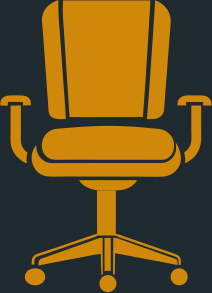 Ergonomic office chair icon representing ESD-safe seating and laboratory furniture.