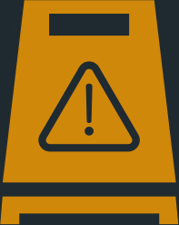 Caution floor sign icon representing ESD maintenance and specialized floor cleaning services.