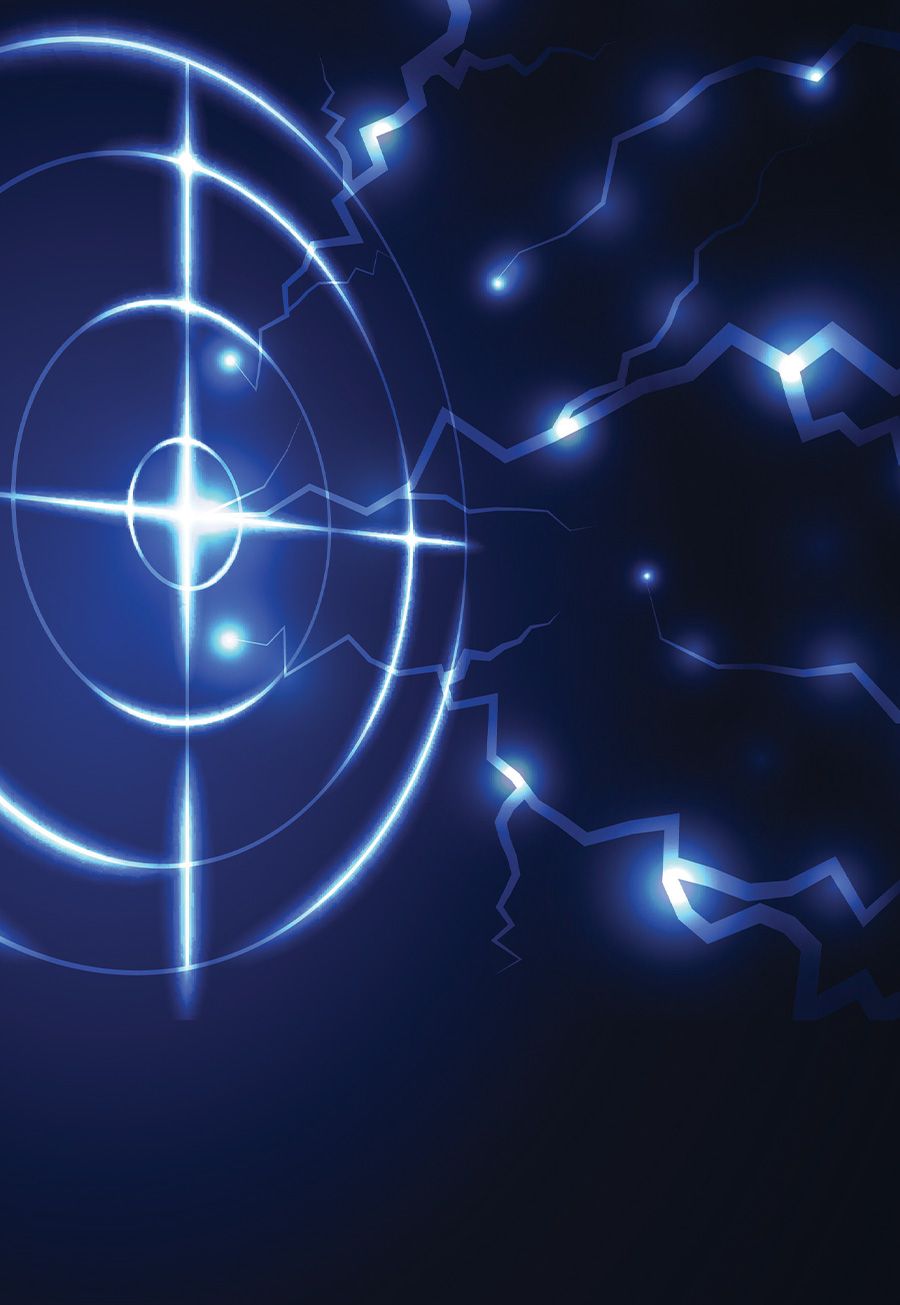 vector illustration of a target giving off sparks of electricity